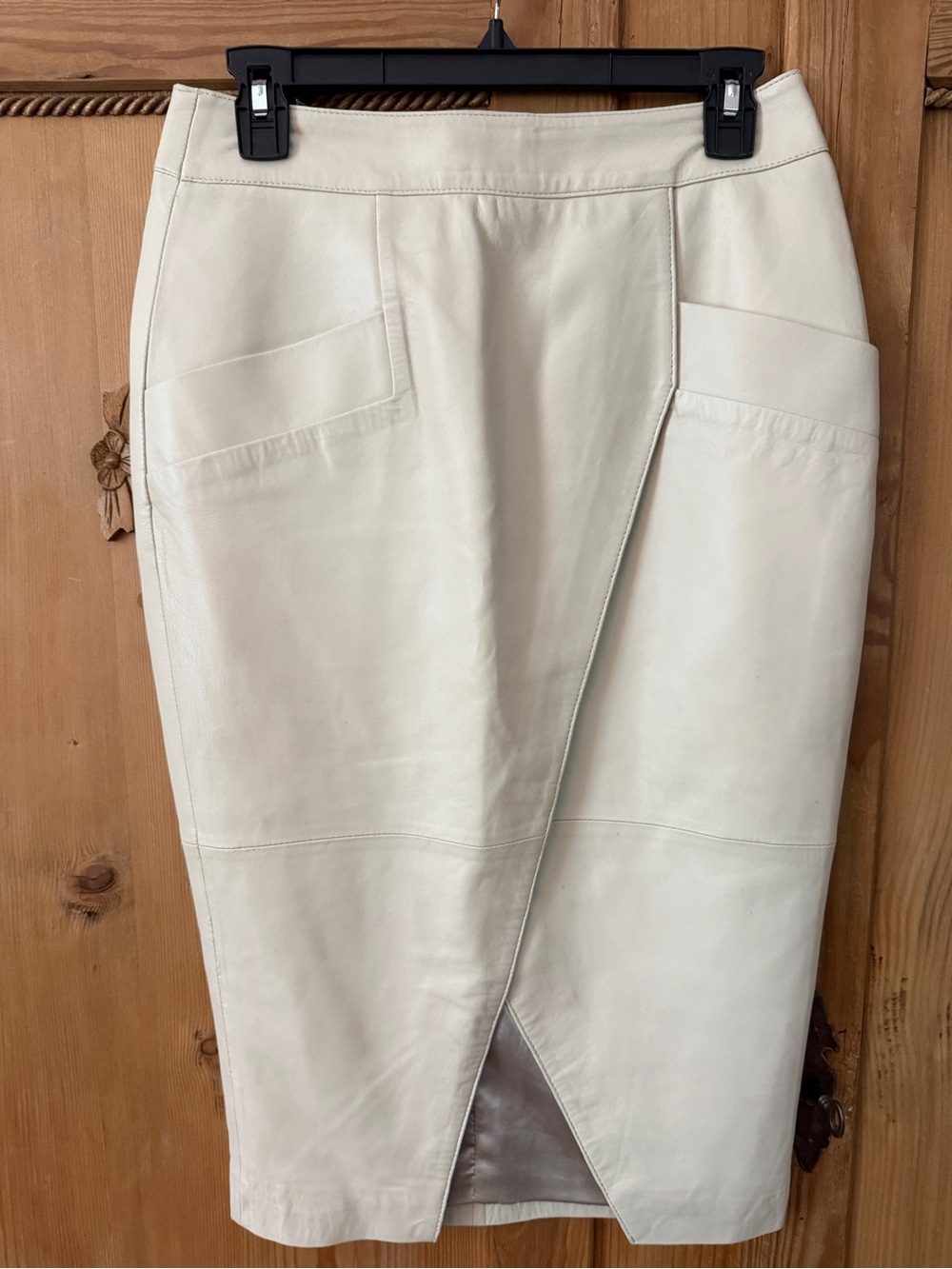 ASOS Ivory Leather Pencil Skirt
